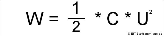 gespeicherte elektrische Energie - Plattenkondensator (W = 1/2 * C * U²)