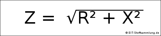 Scheinwiderstand = Wurzel aus (Wirkwiderstand^2 + Blindwiderstand^2) | (Z = √R^2+X^2)